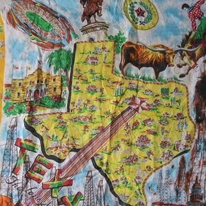 Vintage Style Texas Yellow Scarf Silky Square